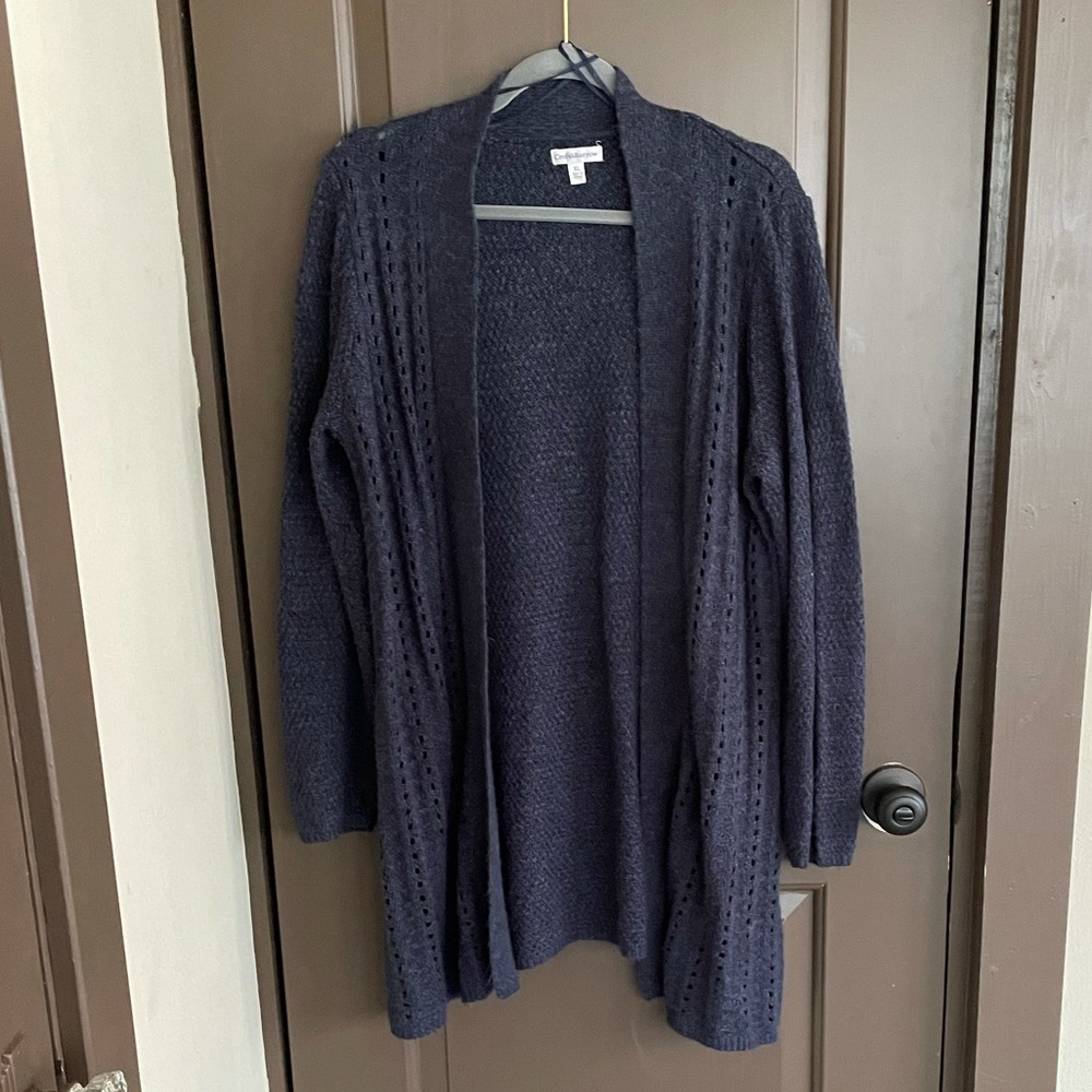 Croft & Barrow Blue Crochet Long Cardigan XL - Picture 2 of 16
